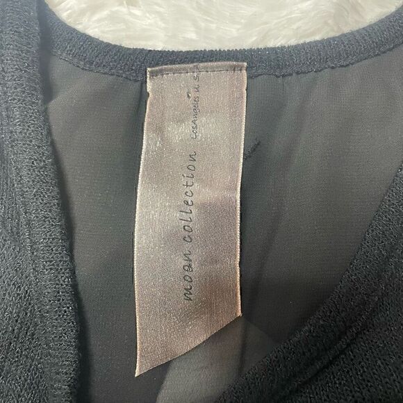Moon Collection Sleeveless Top High Low Sheer Rhinestone Black Size S Loose Fit - Picture 4 of 10